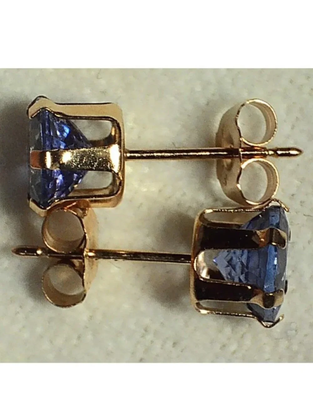 14Kt Yellow Gold Genuine 6mm Round Tanzanite Stud Earrings
